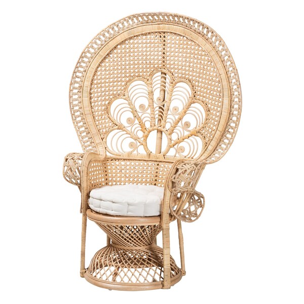 Baxton Studio Ediva Modern Bohemian Natural Brown Rattan Peacock Accent Chair 226-13117-ZORO - main